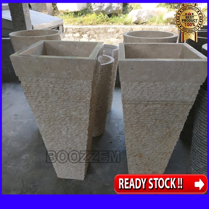 paket pedestal wastafel marmer kotak untuk villa hotel resto rias rumah kantor dapur caffe sink ston