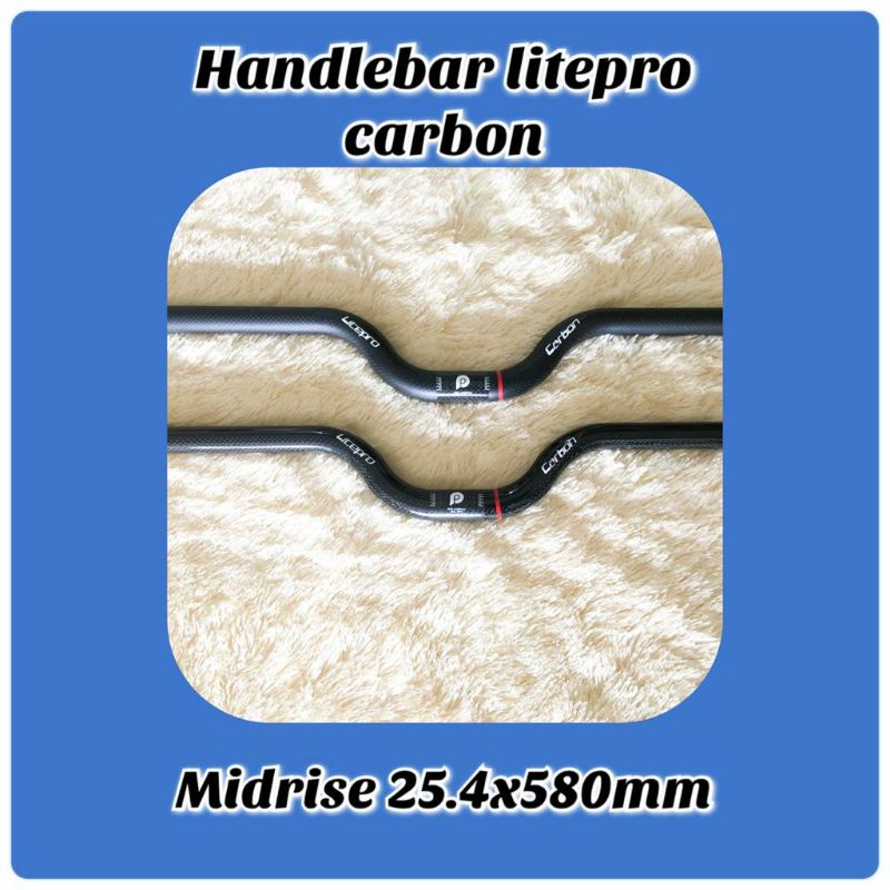 Handlebar Litepro Carbon Mid Rise 25.4x580mm setang stang sepeda lipat seli fnhon