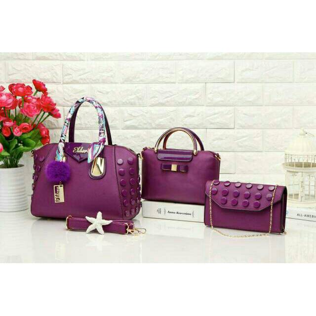 Tas Eldora Bryica ES1105 (3in1) set jelly wanita branded batam fashion import