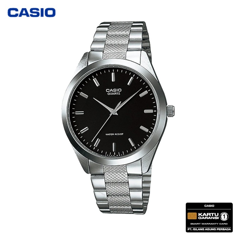 JAM TANGAN PRIA CASIO MTP-1274D-1A ORIGINAL - MTP1274D SILVER HITAM