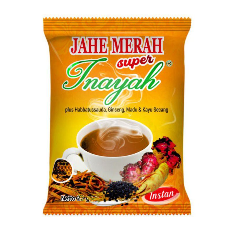 

Jahe Merah Super Inayah Sachet (plus habbatussauda, gingseng madu,& kayu secang.)