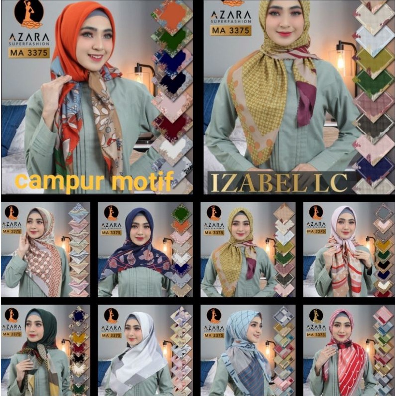 MURAH ! HIJAB IZABEL SQUARE LC BAHAN POLYCOTTON PREMIUM AZARA LASER CUT JILBAB KERUDUNG SEGI EMPAT