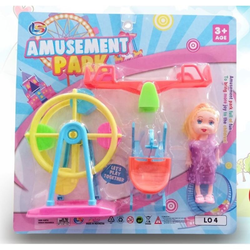 LO 4 amusement park / mainan anak edukasi boneka lucu plus ayunan LO4