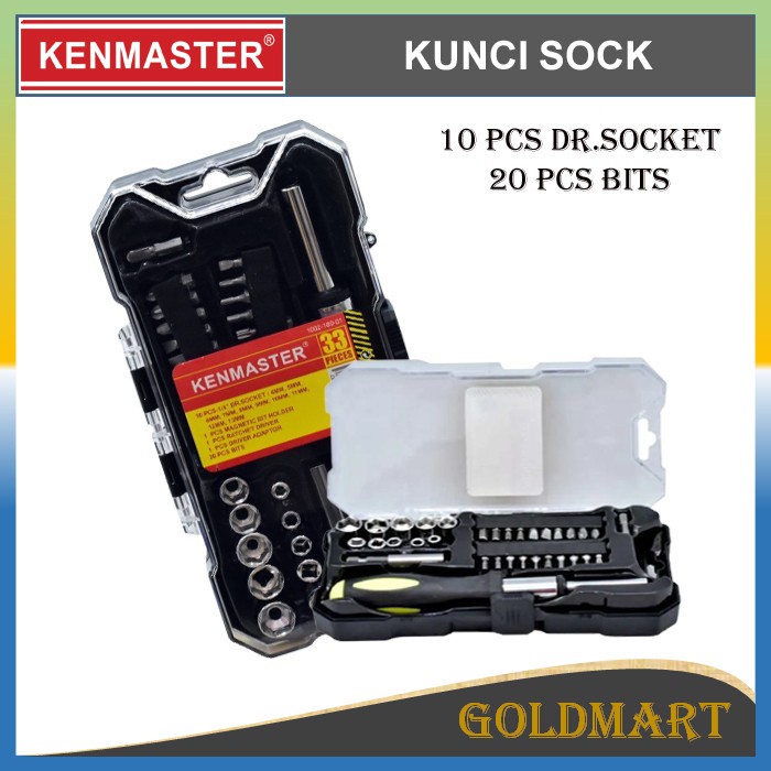 Kunci Sock 33pcs - Toolset - Kenmaster Kunci Sok/Sock, Obeng Set