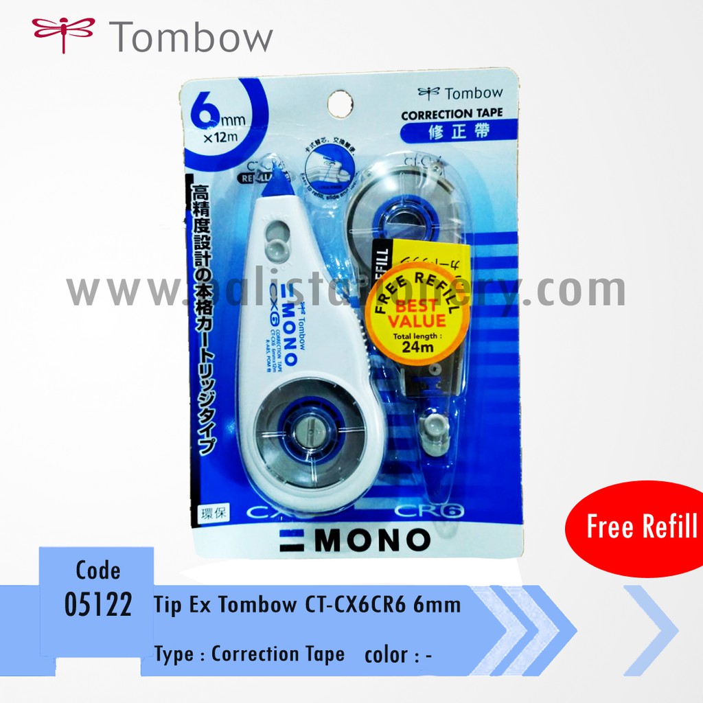 

Tombow Correction Tape CT-CX6-CR6 Series Tip-Ex Free Refill
