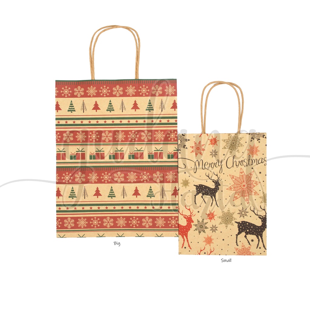 

Paper Bag Natal Vintage Tas Kado Christmas Deer Sock Tree GH 507292
