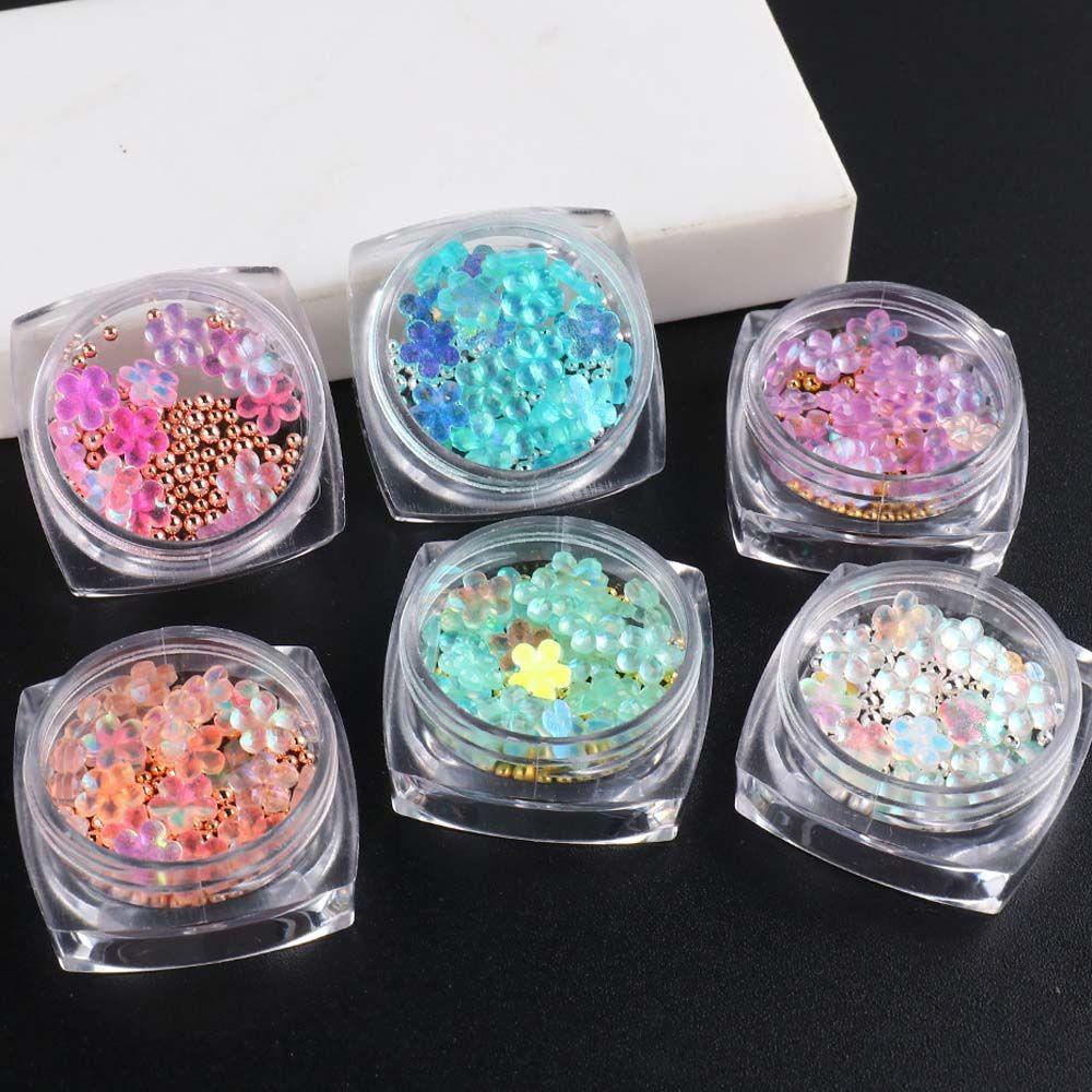 NEEDWAY Dekorasi Nail Art 3D Campur Elegan Charm Aurora Flower Hiasan Kuku DIY