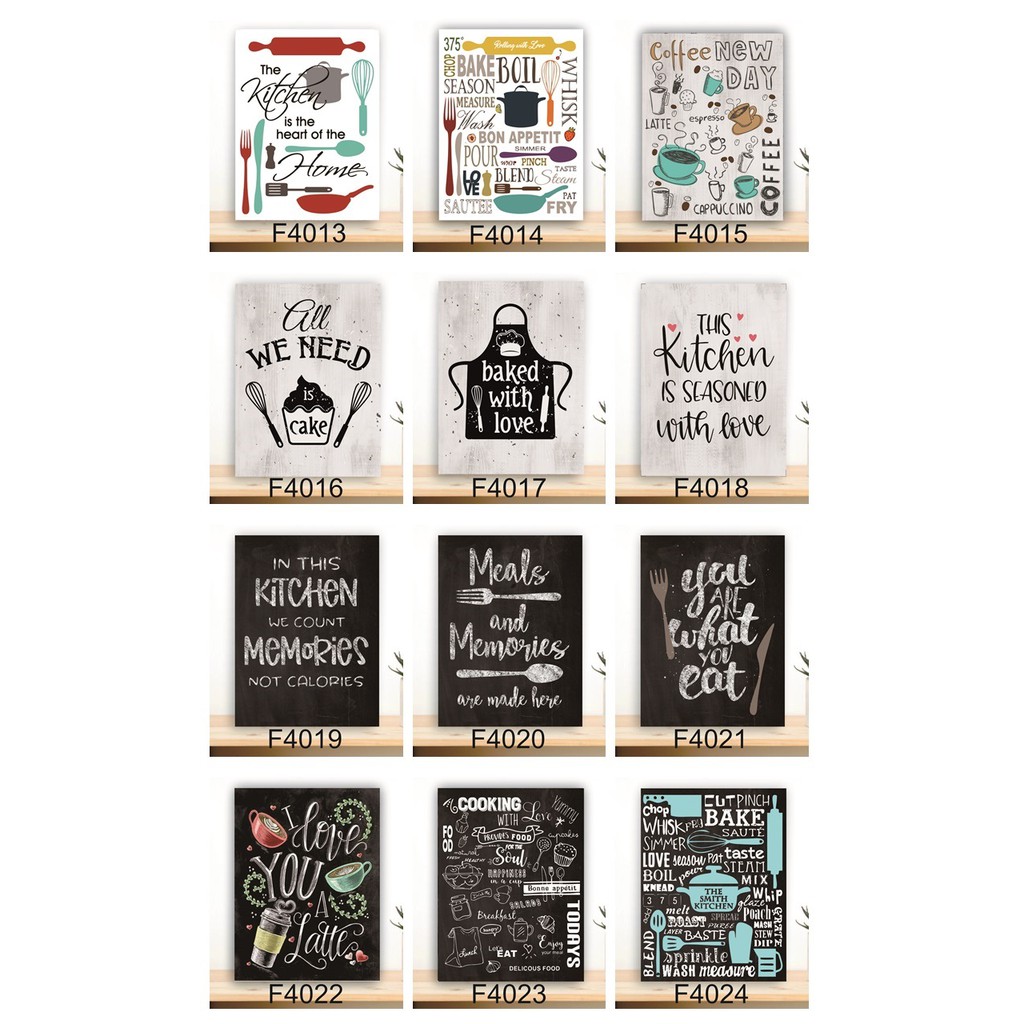 Frame Hiasan Dinding Aesthethic Wall Decor Minimalis Pajangan Rumah Dekorasi Poster Coffe Shop Kitchen Set Dapur 3D Kayu Tebal 20 x 30 - 30 x 40