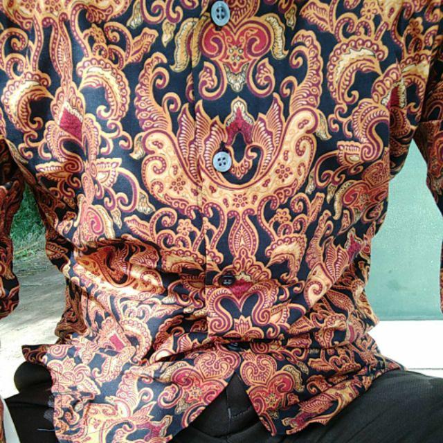 Odza Kemeja Batik Pria Baju Batik Lengan Panjang Atasan Pria Modern Slim Fit