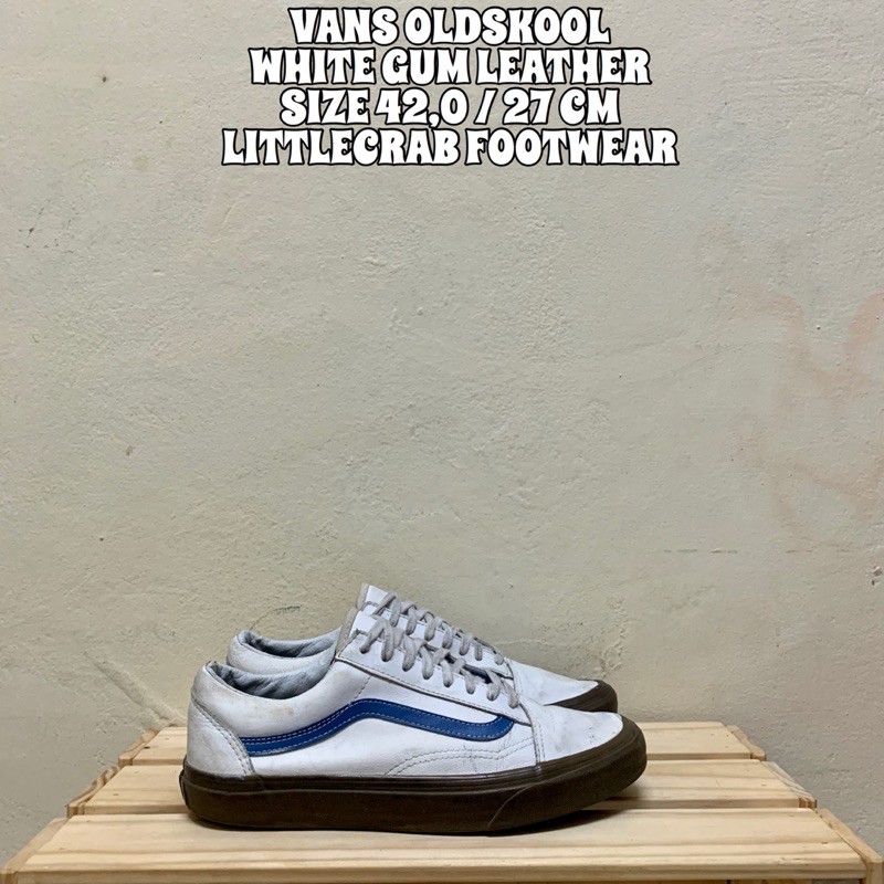 VANS OLDSKOOL WHITE GUM LEATHER SIZE 42 SECOND ORIGINAL