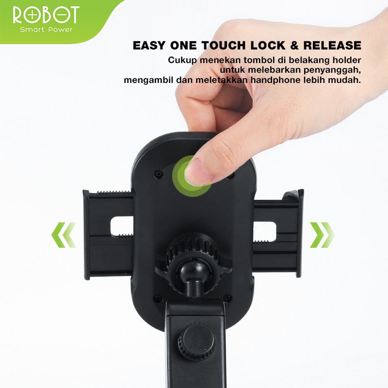 ROBOT RT-CH12 Suction Cup Automatic Lock 360 ° Universal Car Holder Original - Garansi 1 Tahun