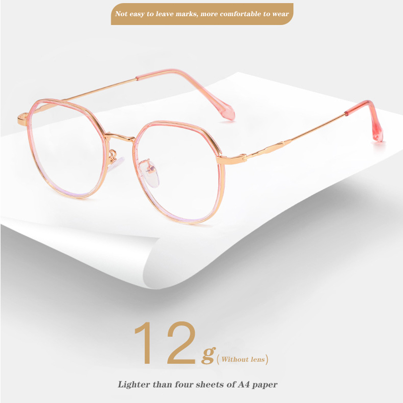 Korean Metal Anti Radiation Eyeglasses Retro Polygon Frame for Women Men