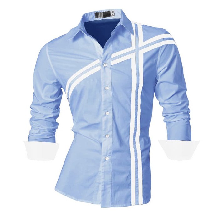 Promo [DOMINO ROYAL BLUE SC] kemeja pria katun strecth biru muda Murah