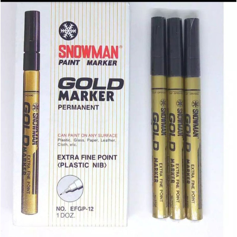

Spidol cat permnent SNOWMAN EFGP-12 gold/ emas