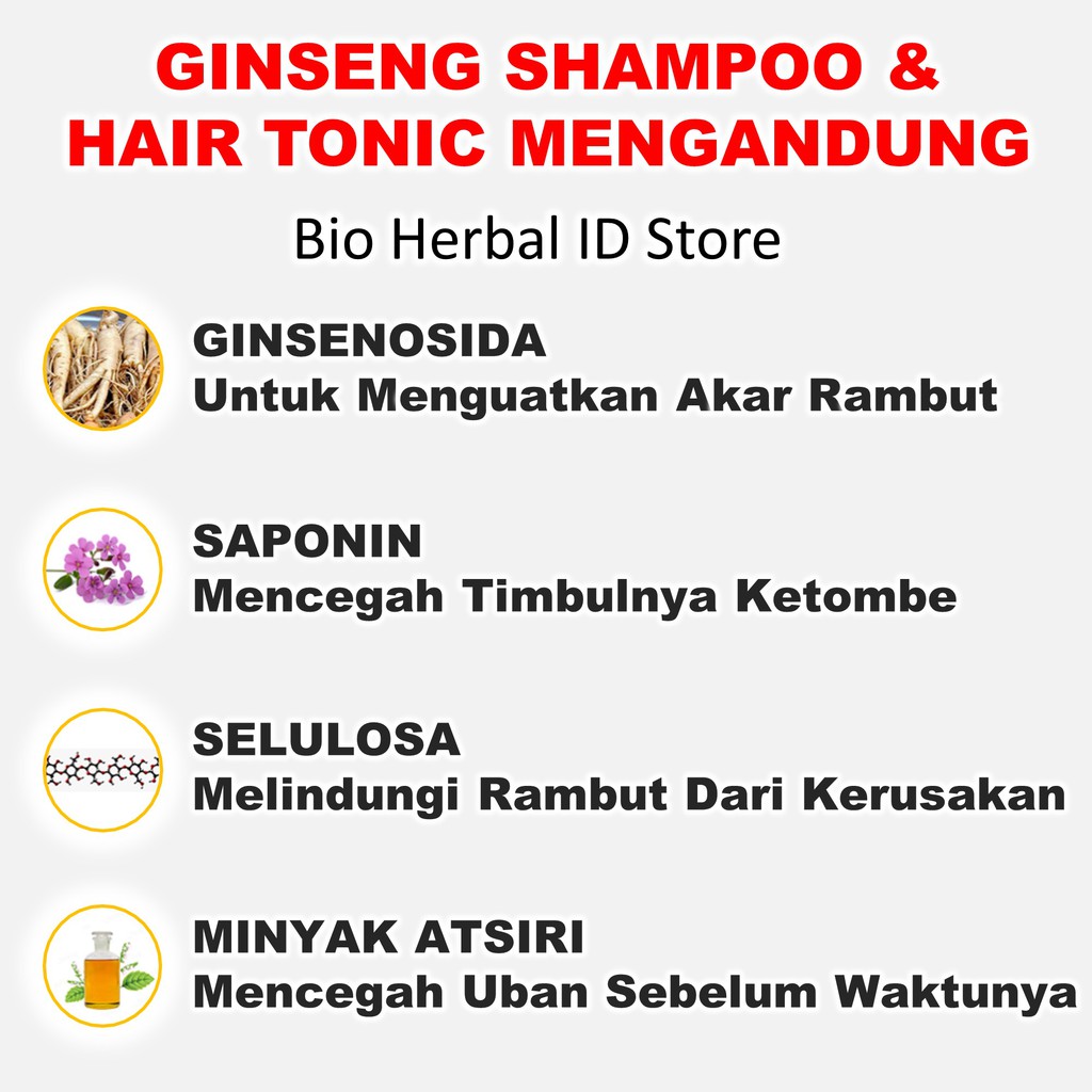 Vitamin Rambut Rontok Paket Ginseng Shampoo dan Hair Tonic B3B-3