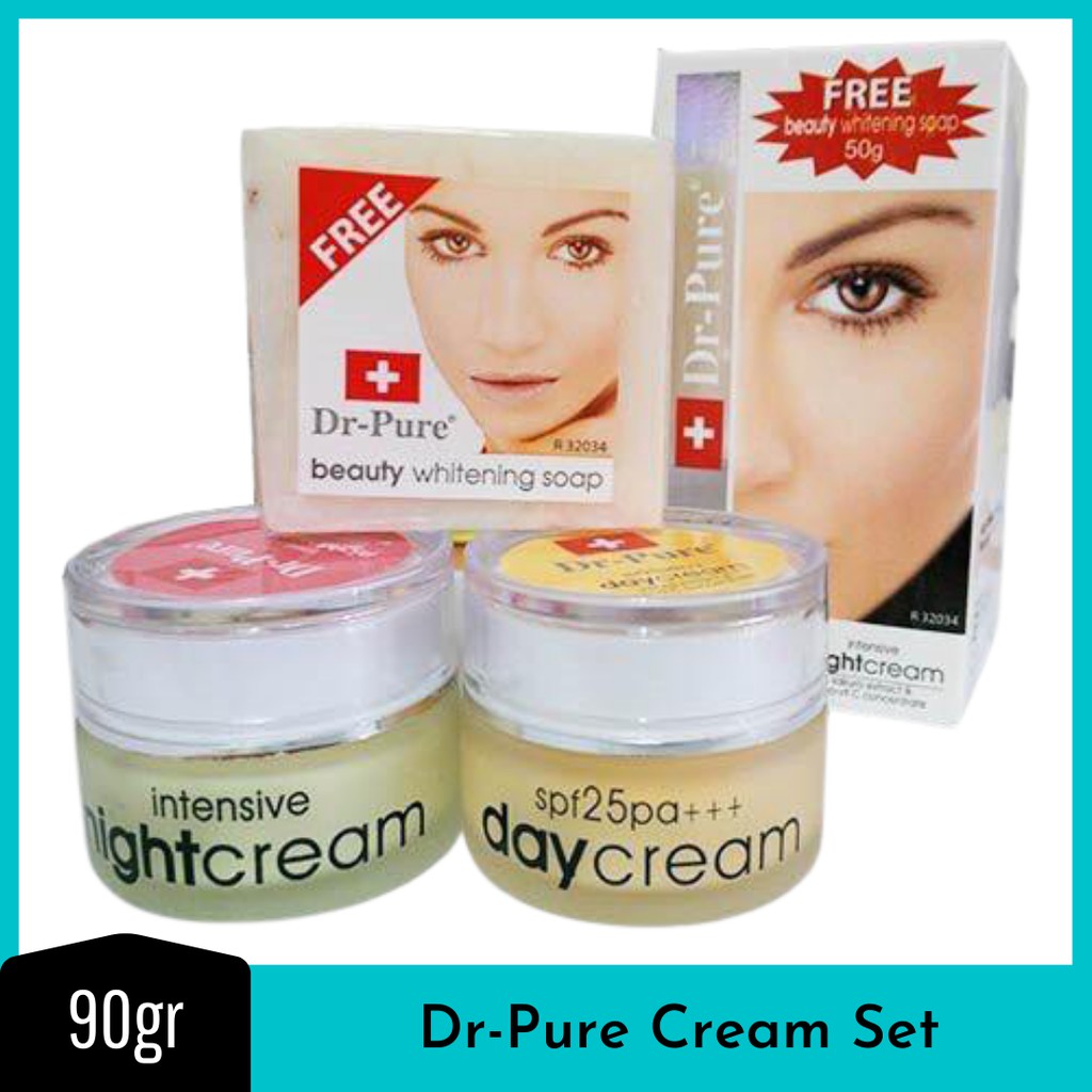ORIGINAL DR PURE WHITENING CREAM SET PAKET KRIM SIANG MALAM DAN SABUN
