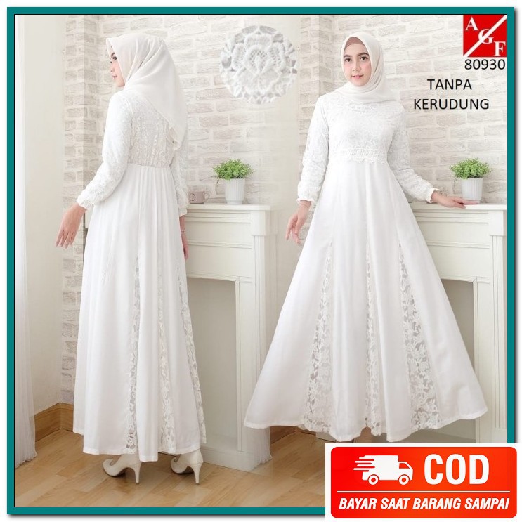 Baju Wanita Terbaru 2021 Ukhti Ladies Gadis Syari Gamis Syari Pak PG746 Baju Gamis Putih Wanita Br