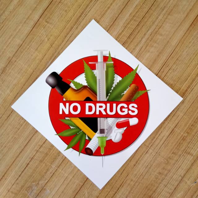 

Stiker K3 rambu safety. No DRUGS. UK 15x15cm