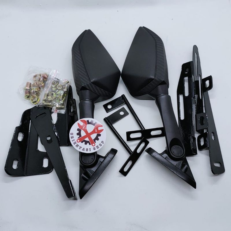 spion karbon r25 full cnc tangkai pendek plus breaket serpo untuk motor Nmax Lexi PCX adv