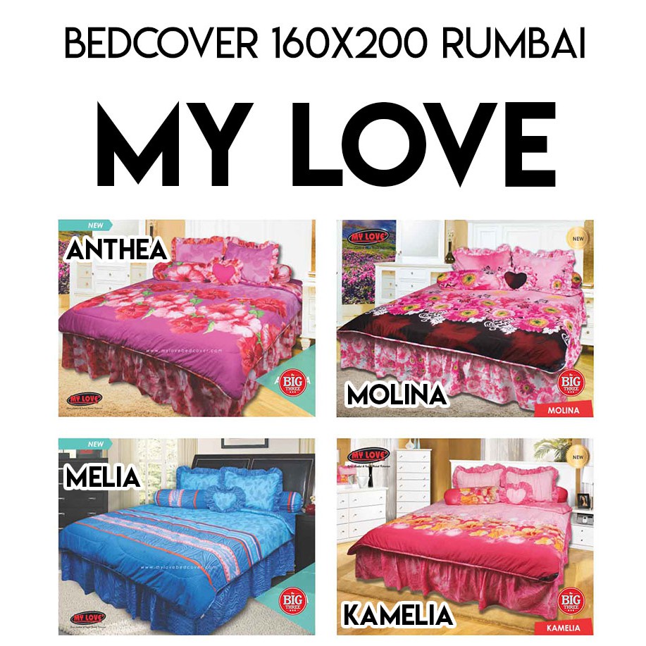 Bedcover Sprei Rumbai My Love 160x200 Queen Size Motif Anthea Molina Melia Kamelia 160 Bc Shopee Indonesia