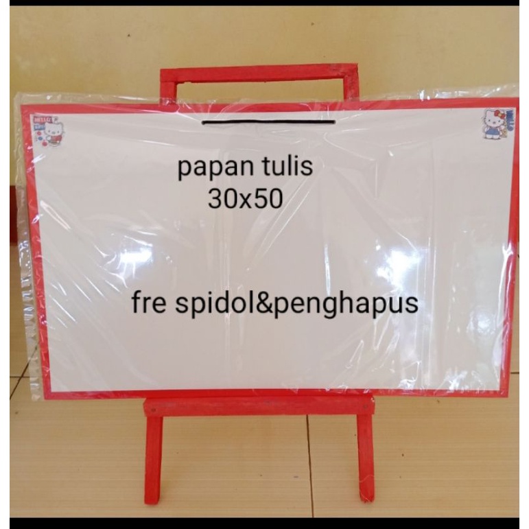 papan tulis dan penyangga kayu/papan tulis anak lengkap dengan kaki/white board/papan putih/papan tulis satu set/alat tulis anak/papan tulis ukuran 30x50