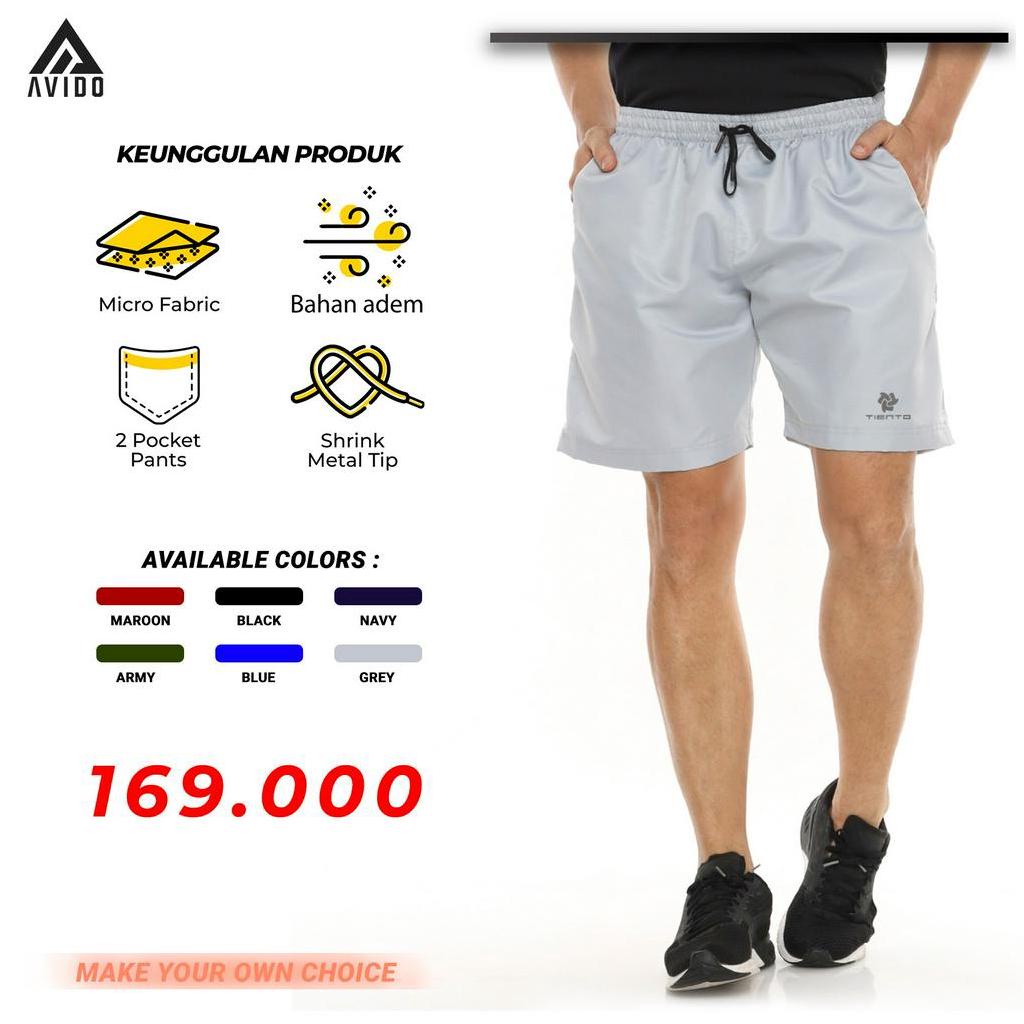 Tiento Celana Lari Pria Short Running Pants Zipper Celana Running Pria Celana Pendek Lari Saku Grey