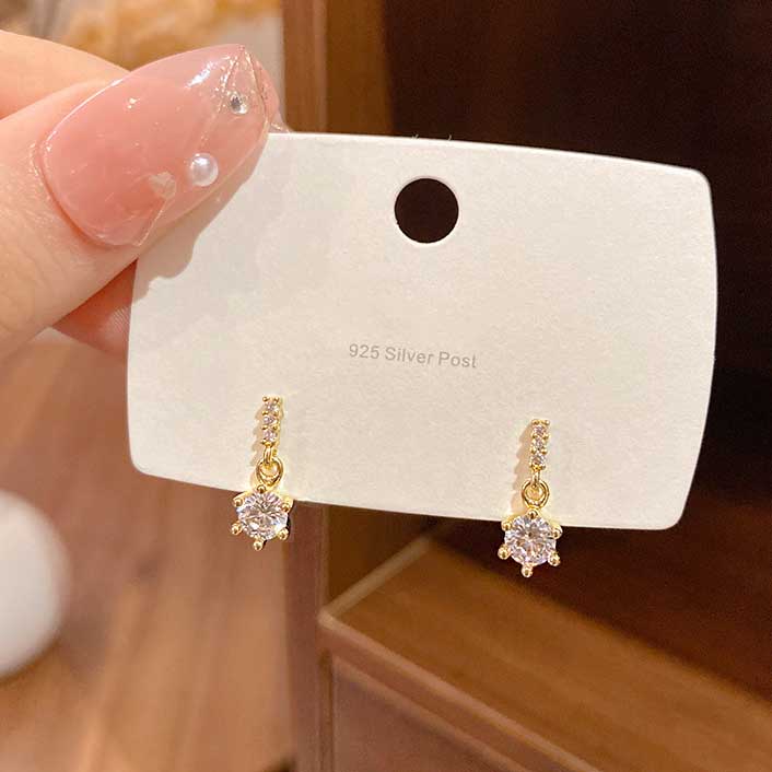 Anting Kait Gantung Bahan Sterling Silver 925 Hias Kristalberlian Untuk Wanita