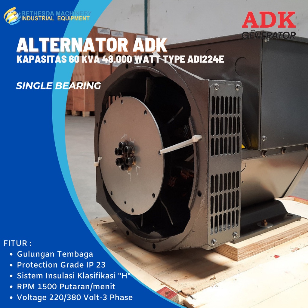 ADK GENERATOR 60KVA SINGLE / DOUBLE BEARING 60 KVA 48.000 WATT