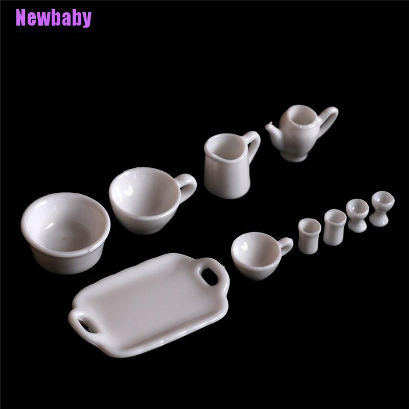 (Newbaby) 10pcs / Set Miniatur Peralatan Minum Teh Untuk Rumah Boneka