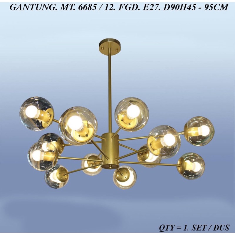 Lampu Gantung Hias Cabang Industrial Vintage Lampu Modern Cabang 6685-12