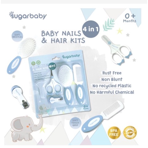 Sugar Baby 4in1 5in1 2 in 1 Baby Nail &amp; Hair Kits Manicure Set - Perlengkapan Perawatan Kuku dan Rambut Bayi + Gunting