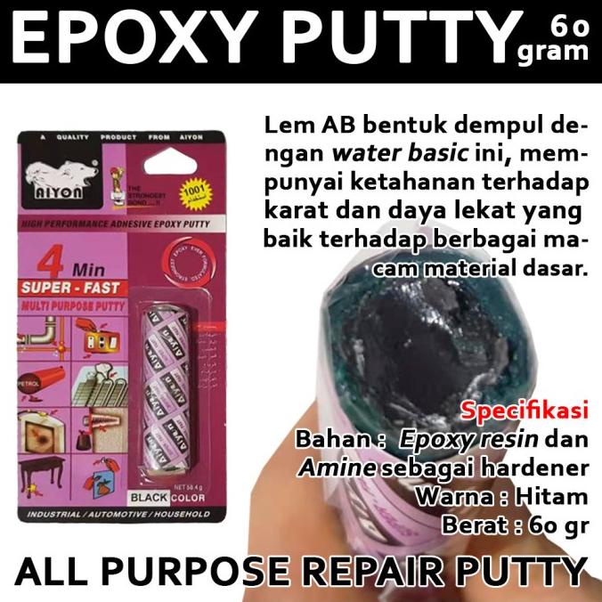 

Lem EPOXY PUTTY Power Steel Resin - Hardener 5 Menit - Hitam promo