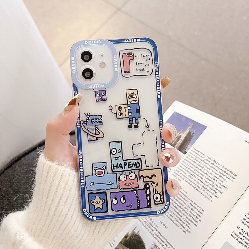 Soft Case TPU Motif Kartun Tetris Cover OPPO Reno 6 Pro 5Z 5F 5 Lite F7X F9 F19 Pro Plus