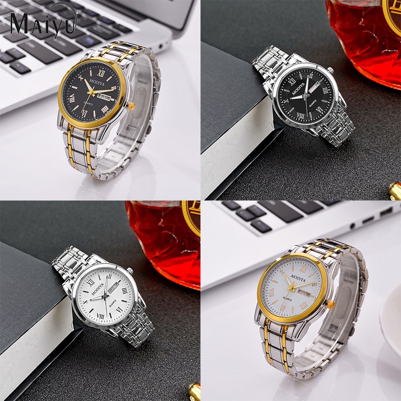 Jam Tangan Pria A0143 Dual Calendar Roman Scale Quartz Watch