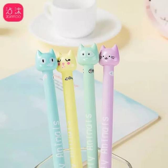 

Pulpen Pen Gel Korea Karakter Unik Motif Kucing Lucu 0.4 mm