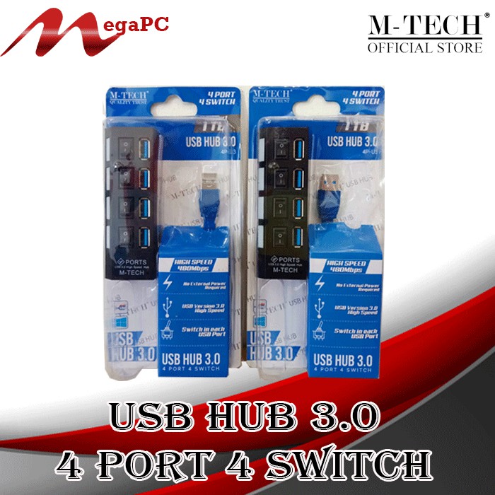 USB HUB 3.0 4 PORT 4 SWITCH M-TECH MegaPC