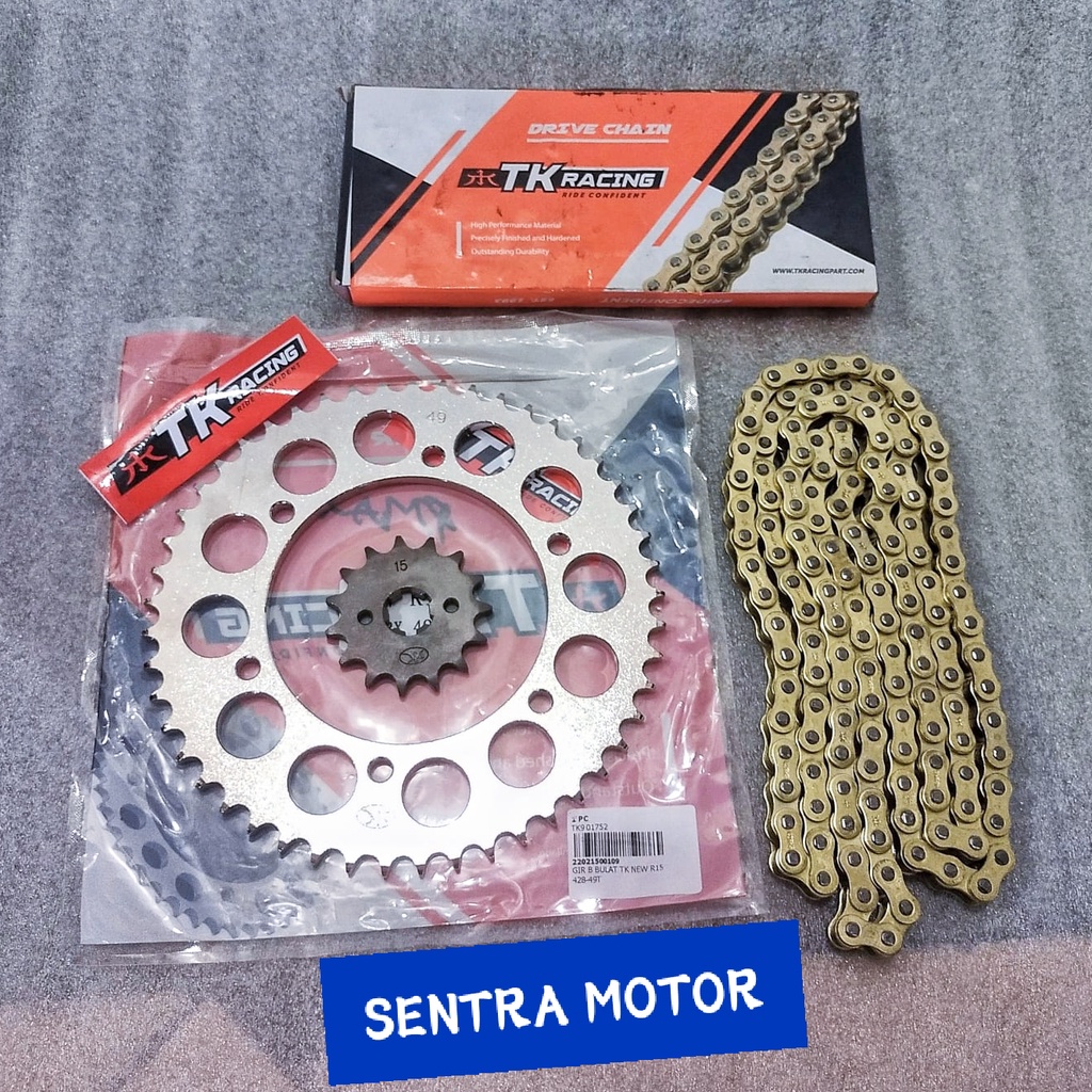 Gear Set R15 V3 TK 428 & Rantai TK 428 HS - Gear Set Khusus YAMAHA R15 New VVA Plus Rantai TK RACING