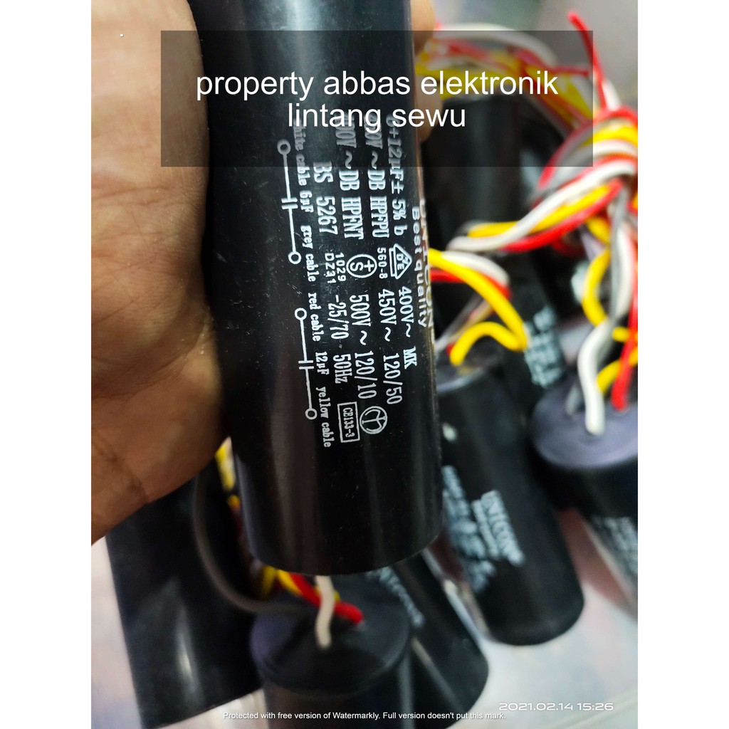 capasitor kapasitor mesin cuci 2 tabung 12 + 6 mikro 450 volt 12+6 450V