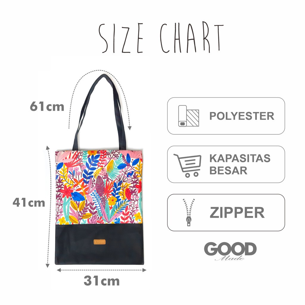 TOTEBAG | TAS WANITA | TOTE BAG | TAS SLEMPANG WANITA | TAS KANVAS | TAS MURAH WANITA | FLORA WHITE