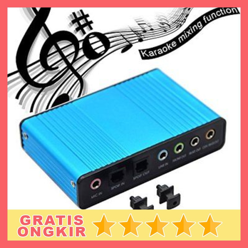 Grab Medan Soundcard HomeTheater Sound Card External 5.1 Suround USB untuk Laptop/PC Kebidumei