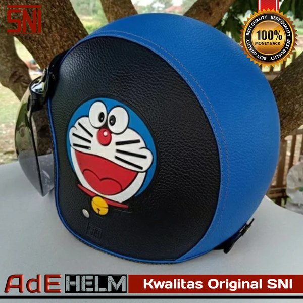 Turun Harga   Helm kulit bogo retro dewasa doraemon Helm SNI Helm Motor SNI Pria Wanita Helm Kodok
