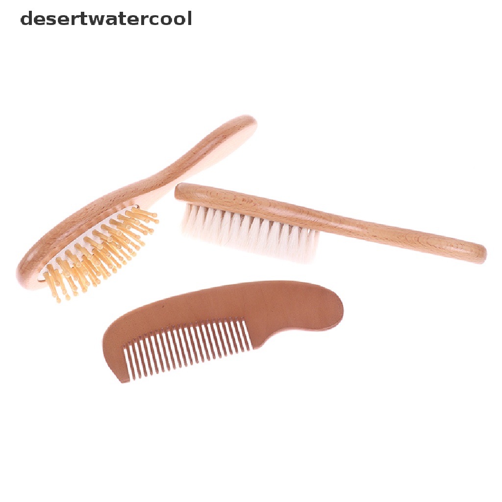 Deid 3Pcs / Set Sisir Rambut Bayi Newborn Bahan Kayu