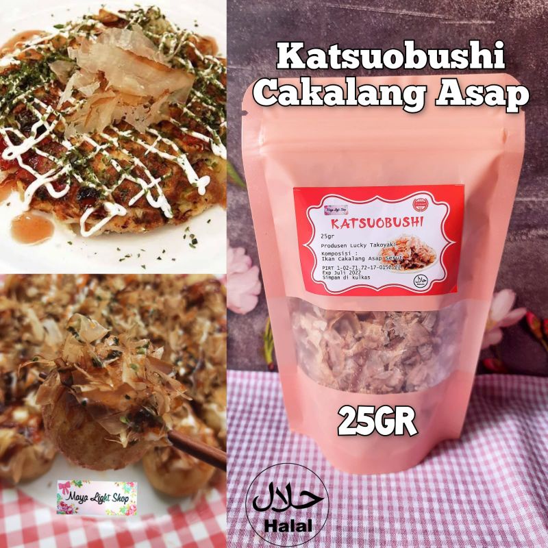 Katsuobushi cakalang asap 25gr 50gr ikan cakalang taburan takoyaki okonomiyaki fish flakes abon ikan