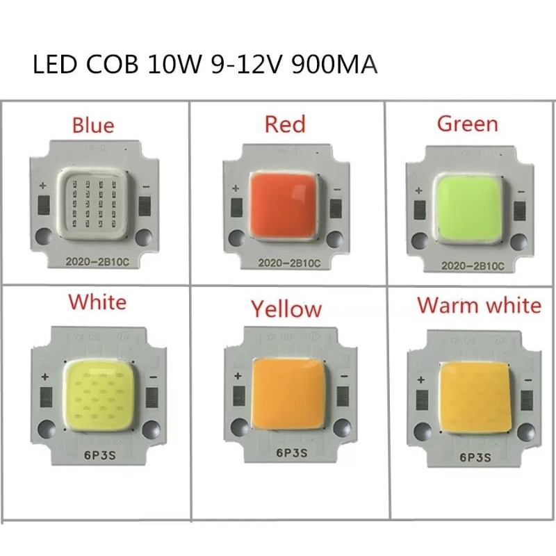 LAMPU HPL COB 10W WARNA MERAH BIRU HIJAU KUNING High Power Led Chip EMITTER 10 Watt suku cadang spar