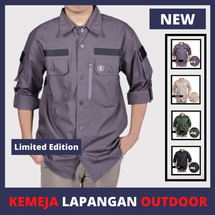 TERMURAH- Kemeja Tactical Lengan Panjang PDL Lapangan Outdoor Baju Pdh Kerja HK - Abu-abu, XS