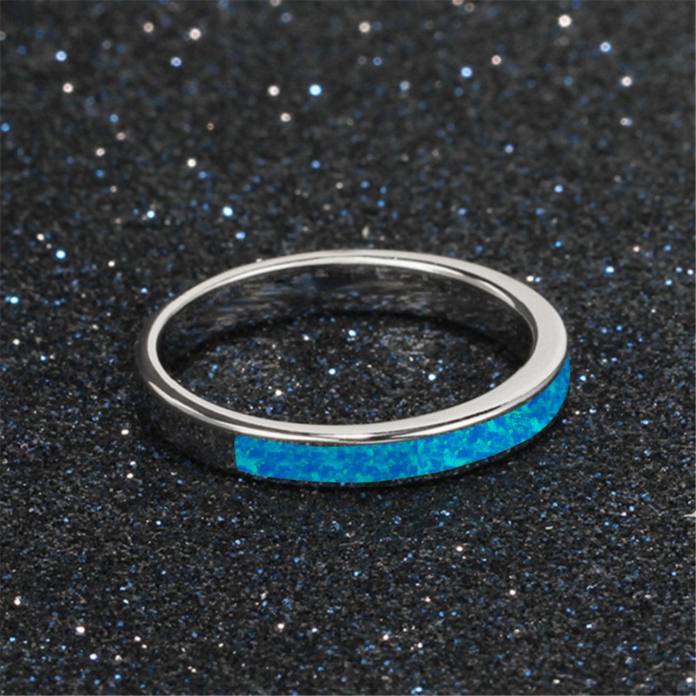 Simple single circle blue opal ring