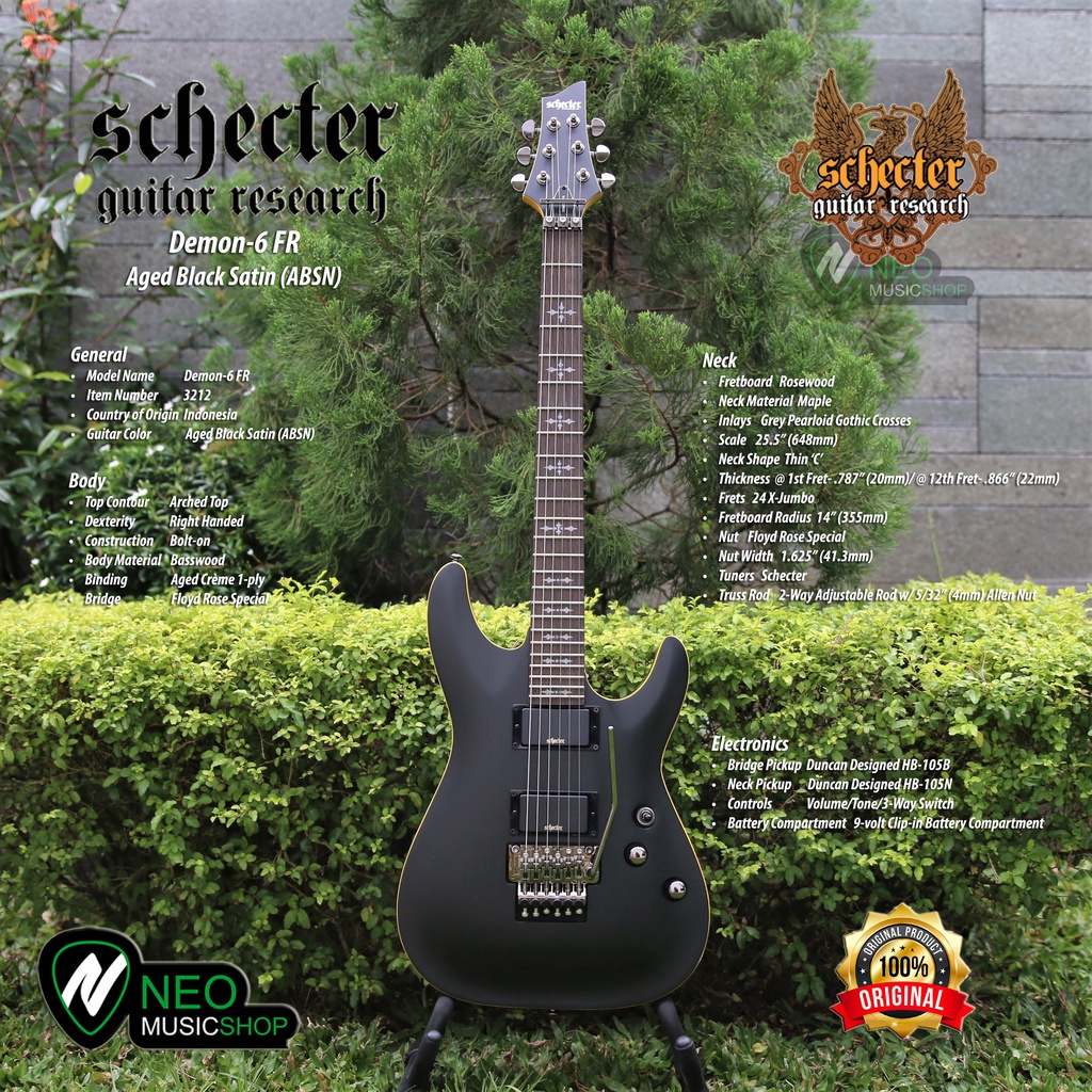 Schecter DEMON-6 FR ABSN 6-String Electric Guitar with Floyd Rose