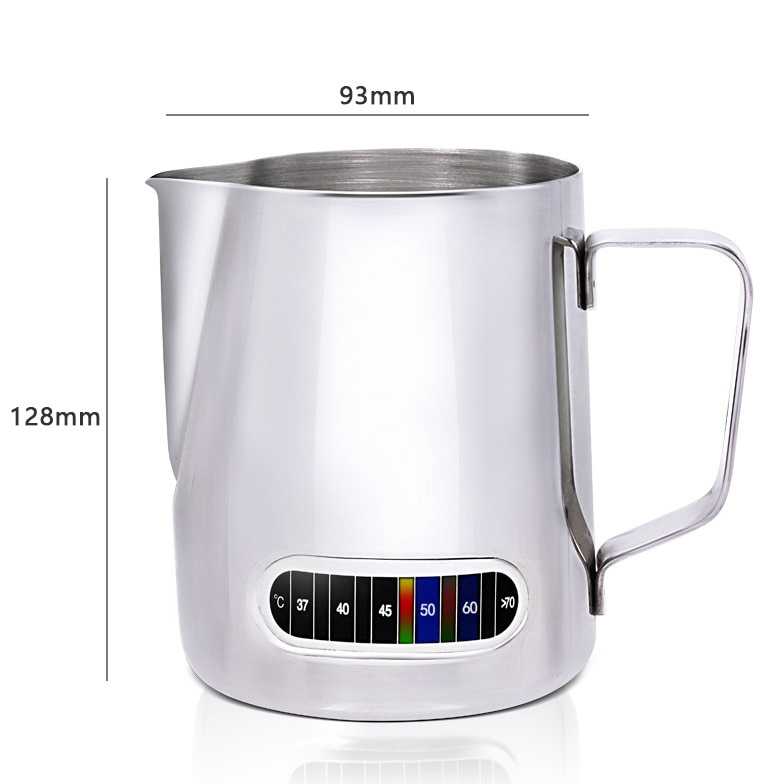 Milk Jug Latte Art Maker Alat Pembuat Peralatan Teko Kopi Coffee Cappuccino Termometer Stainless