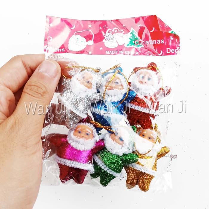 XDSG Hiasan Pohon Natal Santa Glitter Mini