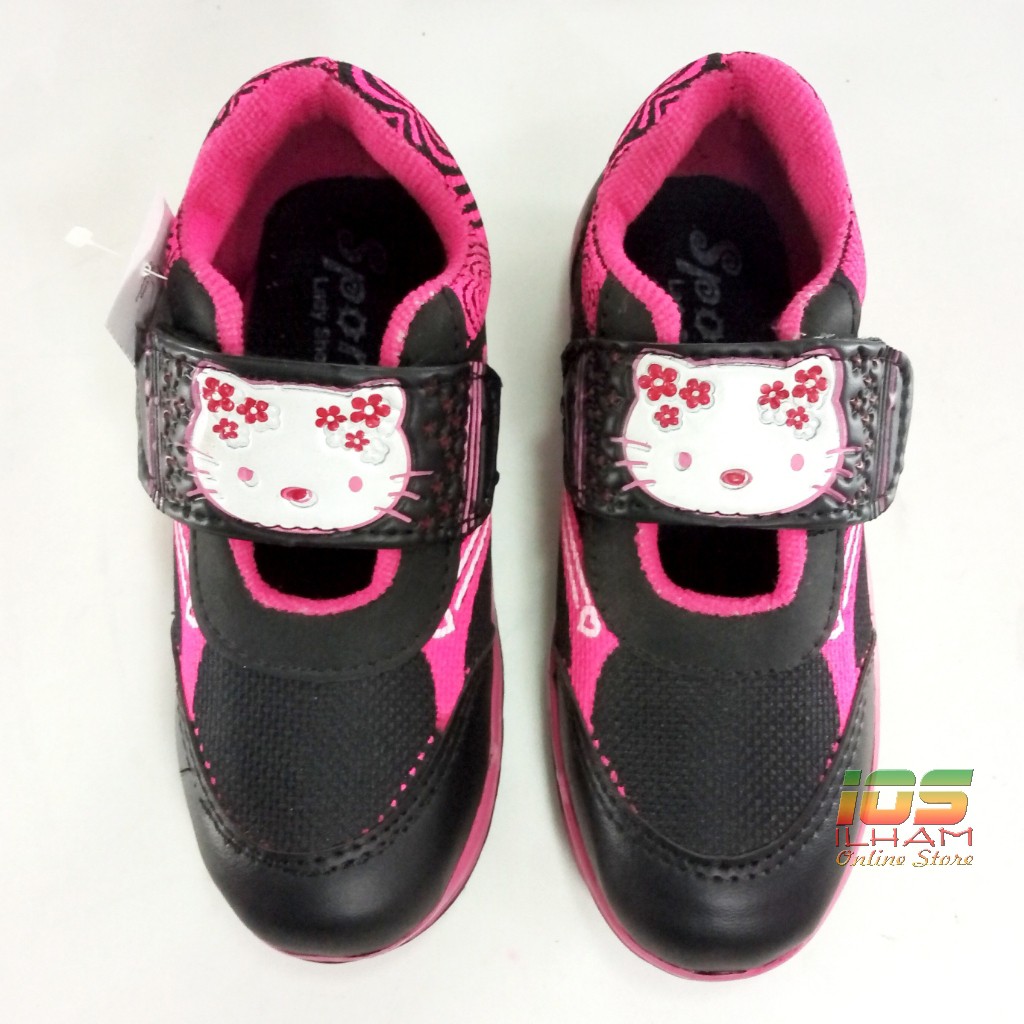 Sporty LB Love Hello Kitty Sepatu Anak TK Perempuan Size 26-30 Hitam Pink